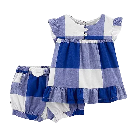 Conjunto Azul Xadrez Carter's | Roupa Infantil Feminina